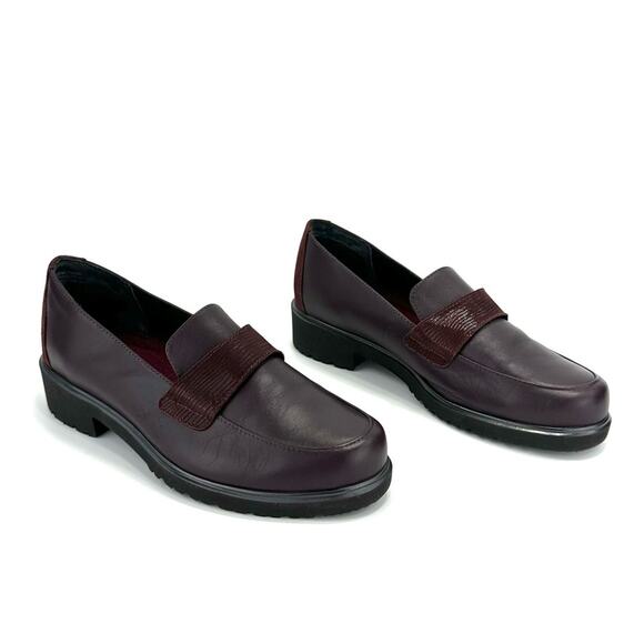 Munro American Geena Women Loafer Size 8 Wine/Red Leather Moc-Toe Low Block Heel - Picture 11 of 16